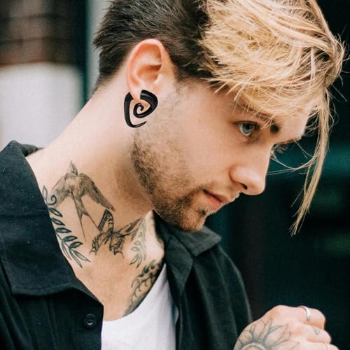 54/102Pcs Ear Stretching Kit 14G-00G Acrylic Ear Gauge Stretching Kit with Heart Plugs Gauge Tapers Ear Tunnels Horseshoes Taper Spiral Tapers Gauges Ear Expanders for Men Women - color: Black