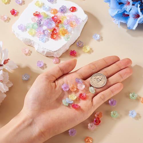 280 pcs Acrylic Flower Bead Caps 5-Petal Floral Bead End Caps Cute Flower Spacer Beads Caps 10x4 mm for DIY Crafts Bracelet Necklace Earrings Jewelry Making - color: Mixed Color C