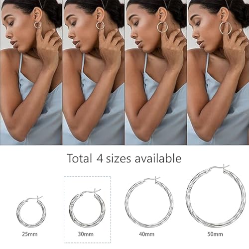 2 Pairs Gold/Silver Hoop Earrings For Women Set Trendy,14K Plated Gold Chunky Huggie Hoop Earings Pack,Oval Twisted Statement Silver Hoops,Fashion Jewelry Gift - color: 2) twist hoop