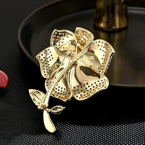 SYWDUDUCLT Fashion Elegant Brooches for Women Brooch, Suitable For Party And Daily Wear On Many Occasions - style: Rose-Rhinestone