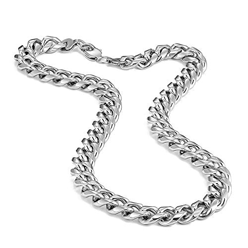 Urban Jewelry Mens 316L Stainless Steel Chain Necklace Bold Chain Style | Chain Necklace 316L Stainless Steel Rust Resistant Finish Modern Necklace Design Bold Chain Style Polished Chain Finish