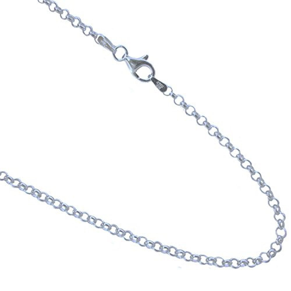 JOSCO 2.5mm Rolo Chain .925 Italian Sterling Silver Link Necklace. 16,18,20,22,24,30 Inches