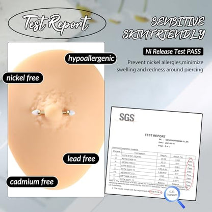 GAGABODY G23 Titanium Pair 14G Nipple Rings Tongue Jewelry Bridge Piercing | Internal Threaded Used in Nipple,Tongue,Bridge 14G Length from 12mm to 18mm Lightweight Daily Wear for Unisex Sensitive Skin - color: Gold+Bullet White Opal, size: 14G+1/2"(12mm)