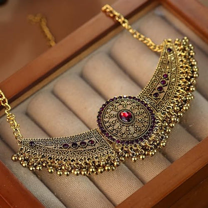 Frodete Indian Jewelry Sets for Women Traditional Bohemian Wedding Jewelry Set Indian Dresses for Women Oxidized Ethnic Party Prom Wear - color: C2:red indian necklace earring sets