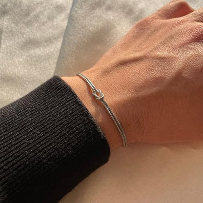 Bracelets for Women Matching Bracelets for Couples Love Knot Bracelet Dainty Snake Chain Forever Infinity Bracelet Adjustable Friendship Bracelet Jewelry Gifts - color: Sliver 2pcs