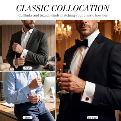 Cufflinks for Men, Stainless Steel Tuxedo Cuff Links Classic | Stainless Steel, 0.5 inch Lead-Free and Nickel-Free, groom Wedding Business Party, Gift for boyfriend Husband father - color: Red
