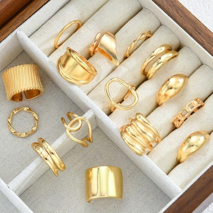 FUTIMELY 14K Gold Stackable Knuckle Rings Set for Women,Aesthetic Silver Trendy Dainty Open Midi Rings Set,Midi Finger Rings Pack Jewelry Gifts - color: Gold5