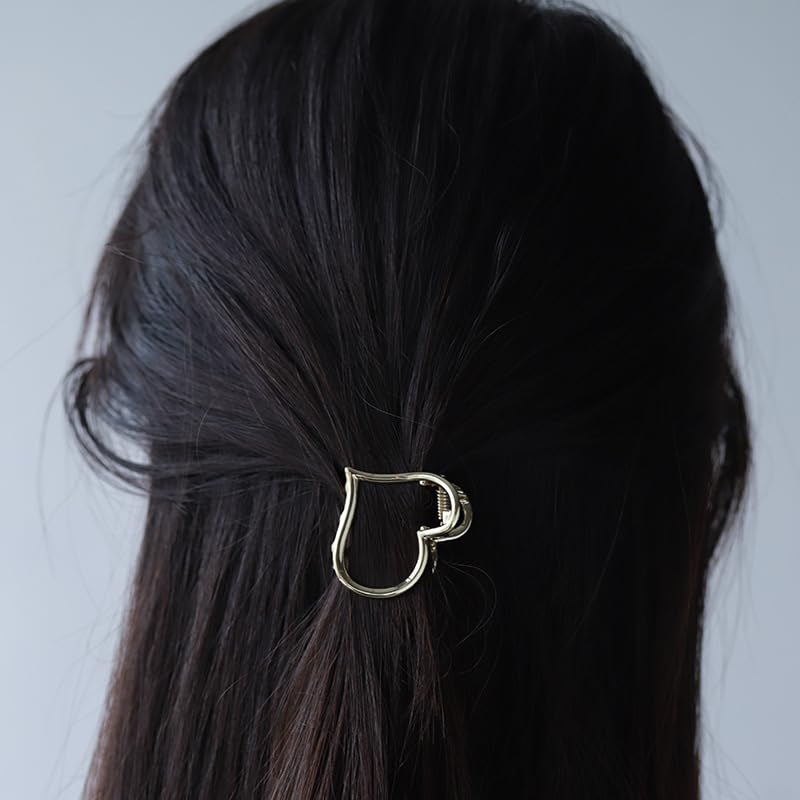 Small Gold Heart Hair Clip for Women - Cute Mini Hairpin Accessory for Half Hair - Alloy Metal Fashion Hair Clips 1PCS - color: Heart