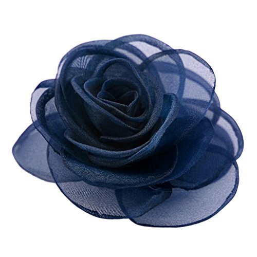 Rose Flower Hair Clips, Brooches, and Pins with Blue Accent | Versatile Floral Accessories for Women - color: Blue