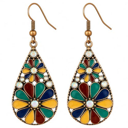 Colorful Green Teardrop Earrings for Women - Bohemian Style Enamel Dangle Earrings Lightweight Fashion Jewelry for Daily/Wedding/Party - color: Blue