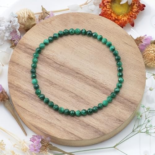 MASSIVE BEADS Natural Genuine Gemstone Beads Healing Crystal Chakra Reiki Jewelry Faceted Round Beads Bracelets 3mm - color: Malachite