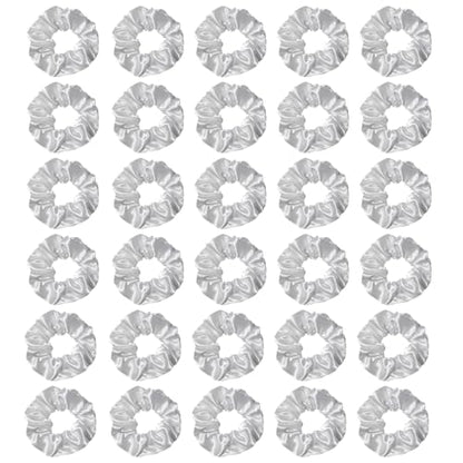 Silk Hair Ties Ponytail Holder Hairs Bow Ropes Elastics Hairtie Accessories Wide 0.8inch on Hair No Damage No Crease for Women Curly Thick Wavy Hair(30Pcs White) - color: White