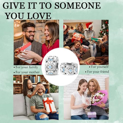 925 Sterling Silver Stopper Clip Charms for Bracelet Necklace Spacer Beads with 5A Cubic Zirconia Mother's Day Christmas DIY Gift for Women(2PCS) - style: Devil's Eye Clip