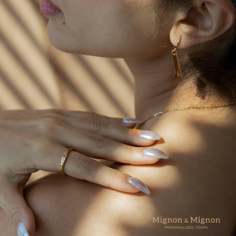 Birth Month Flower Rings for Women, Silver Plated Birth Month Flower Ring | Custom engraved ring is a gift for mom in tarnish-resistant stainless steel. Stack bands by birth month flower, name or text.