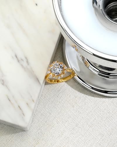 14k Gold Plated Big Round Statement Crystal Knuckle Thin Engagement Wedding Cubic Zirconia Rings for Women