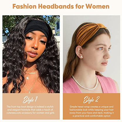 Yeshan Wide Headbands for Women Non Slip Turban Headband, Boho Elastic Headband Sweat Bands Yoga Hair Bands for Women's Hair，Pack of 8 - color: No12(solid colors 8 pcs)