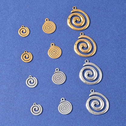8-64Pcs Silver Goldern Color Heart Pendants Charms 10 Styles Heart Stainless Steel Metal Charms for Jewelry Making Crafting Necklaces Bracelets Earrings Keychains Birthday Gift - color: SpiralA-12 pcs