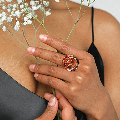 Mytys Cocktail Rings for Women Fashion 18K Gold Plated & Silver Flower Statement Ring Wedding Engagement Party Jewelry Gift - color: Rose Gold