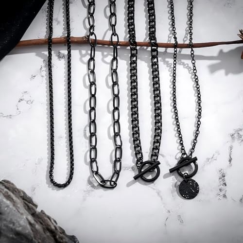 4 Pcs Black Necklace,Star Necklace Layered Necklaces for Women Goth Emo Jewelry Gothic Necklaces for Women - color: black coin