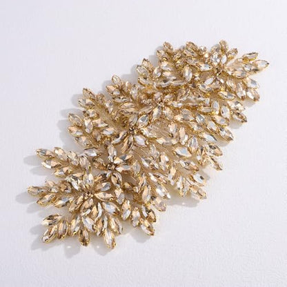 Bridal Rhinestone Hair Comb Large Rhienstone Wedding Headpiece Handmade Crystal Hair Comb for Bride Wedding Hair Accessories for Women (champagne) - color: champagne
