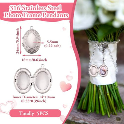 Elecrelive Locket Pendants Photo Frame Charms Memory Photo Charms Heart Locket Photo Frame Pendants - color: Silver - Oval