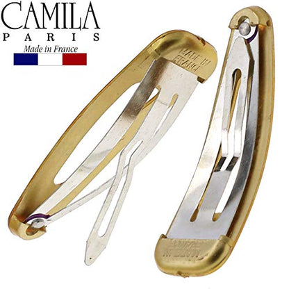 Camila Paris CP3092 French Hair Barrettes Clips, Snap Hair Slides Clic Clac for Women, Styling Girls Side Slide-in Metal Snap Pin Hair Accessories for Women. Strong Hold, No Slip Grip, Made in France - color: Yellow 2"