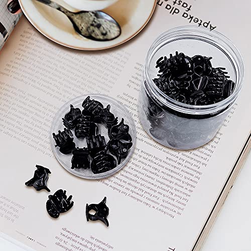 50 PCS Mini Hair Claw Clips， Bangs Strong Grip Multifunction Clamp Clips. (Black) - color: Black