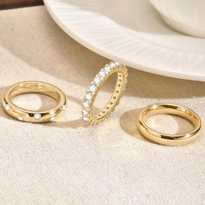 KSF 2Pcs / 3Pcs / 4Pcs Stackable Rings for Women, Gold and Silver Plated Stack Ring Set for Everyday Wear, Gift for Her - color: Style1