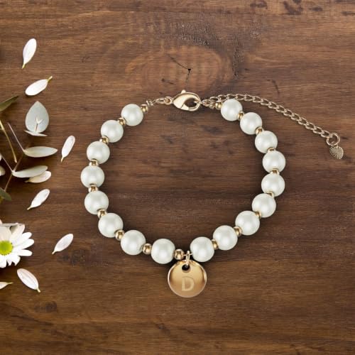 Flower Girl Proposal Bracelet, Initial Pearl Bracelet with Gift Box | Personalized initial pearl bracelet for flower girls, a sweet wedding proposal keepsake presented in a ready-to-gift box