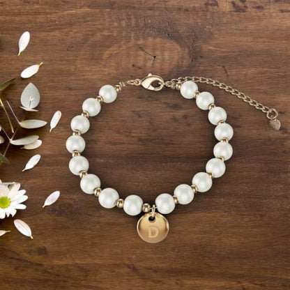 Flower Girl Proposal Bracelet, Initial Pearl Bracelet with Gift Box | Personalized initial pearl bracelet for flower girls, a sweet wedding proposal keepsake presented in a ready-to-gift box