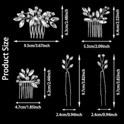 7 Pcs Silver Rhinestone Bridal Hair Pin Clip Sparkly Crystal Wedding Headpieces for Brides Bridesmaids Women Girls(Silver Rhinestone) - color: Silver Rhinestone
