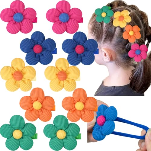 CÉLLOT 10PCS Flower Hair Ties,4cm in Diameter Seamless Nylon Bands, Normal Ponytail Holders for Girls,Teens and Women - color: 10pcs-B