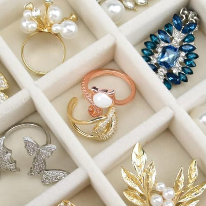 Acrylic Jewelry Box Organizer and Storage 6 Drawer for Earring Display Tray - color: Beige 6 Layers