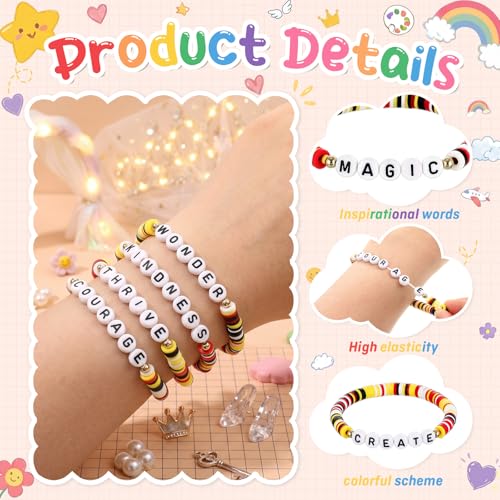 Liliaafar 20 Pcs Inspirational Friendship Bracelets Bulk Adjustable Motivational Beaded Bracelets for Back to School Teacher Gifts Classroom Party Favors - style: Cartoon Story Polymer Clay