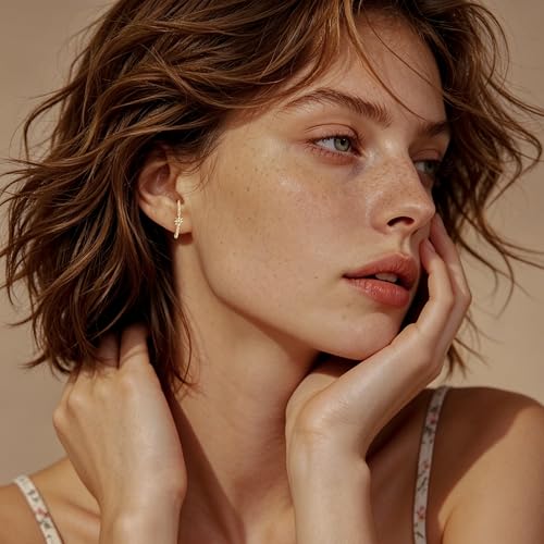 CZ Suspender Cuff Stud Earrings Wrap Earlobe Silver Post Cubic Zirconia Minimalist Jewelry for Women - color: Gold Star CZ