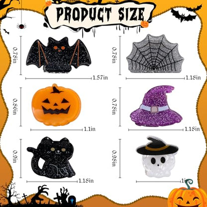 Mistofu Mini Halloween Hair Clip -12PC Small Claw Clips Pumpkin Ghost Bat Spider Shape Hair Claw for Girls, Cute Hair Accessories (mini-Halloween hair clips) - color: mini-Halloween hair clips