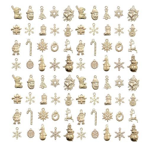 WOCRAFT 60pcs KC Gold Christmas Bracelet Charms for Jewelry Making Sets DIY Necklace Bracelet Keychain Crafting Charms Kit Craft Supplies (SN828) - color: KC Gold, size: Christmas Charms
