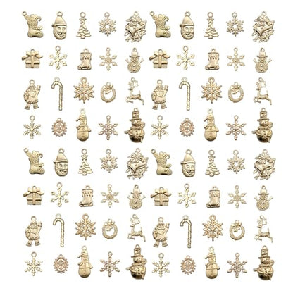 WOCRAFT 60pcs KC Gold Christmas Bracelet Charms for Jewelry Making Sets DIY Necklace Bracelet Keychain Crafting Charms Kit Craft Supplies (SN828) - color: KC Gold, size: Christmas Charms