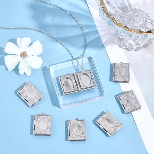 24Pcs Heart Photo Frame Charm 2 Styles Flat Round Stainless Steel Photo Locket Pendants Blank Memory Locket Picture Charms for Necklace Jewelry Making DIY Craft Women Gift - size: 26.5x19x4.5mm