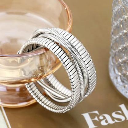 Gold Cuff Bracelets for Women, Chunky Gold Bracelet Trendy Open Gold Statement Bangle 18K Plated Punk Hip Hop Adjustable Women's Cuff Bracelets Valentine's and Birthday Gifts - color: Silver