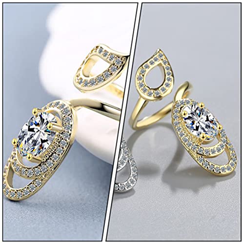 Holibanna Adjustable Open Fingernail Ring with Rhinestone Crystal Decoration Nail Art Charm for Women Party and Dance Finger Jewelry