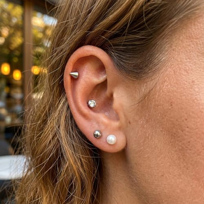 Zolure 16g Lip Rings Horseshoe Labret Jewelry Lip Barbell Ring Spike Snake Bite Piercing Jewelry Tragus Helix Earrings Studs Medusa Piercing for Women Men - color: 16G 8mm #7