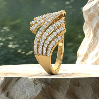1/2 Carat Bypass Statement Diamond Ring in 10K Gold - color: Yellow Gold