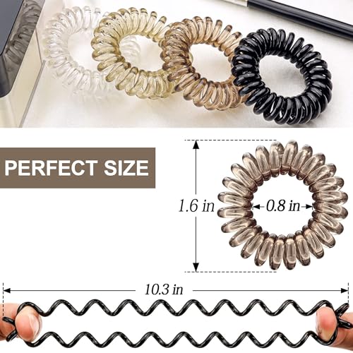 9PCS Spiral Hair Ties for Women, Creaseless and Dent-Free Coil Hair Bands, No Damage Phone Cord Style Hair Elastics for Daily Use, Flexible and Durable Plastic Hair Accessories Light
