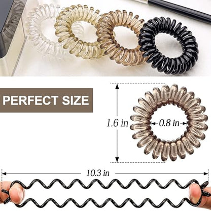 9PCS Spiral Hair Ties for Women, Creaseless and Dent-Free Coil Hair Bands, No Damage Phone Cord Style Hair Elastics for Daily Use, Flexible and Durable Plastic Hair Accessories Light