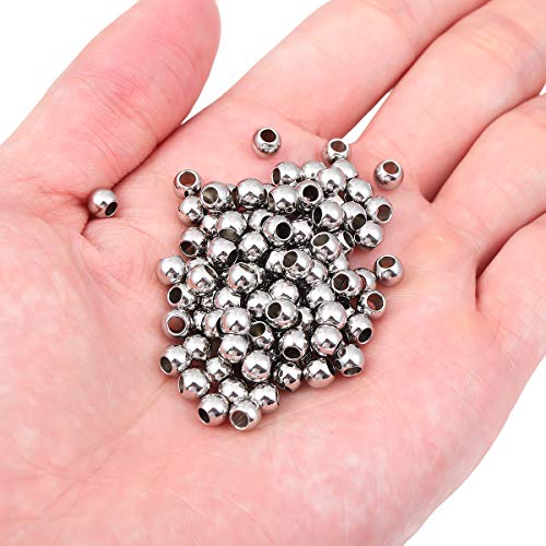 Stainless Steel Spacer Beads 5x4mm Round Loose Charm Caps Beads for DIY Jewelry Making 100pcs with 2.5mm Hole - color: 5x4mm 2.5mm