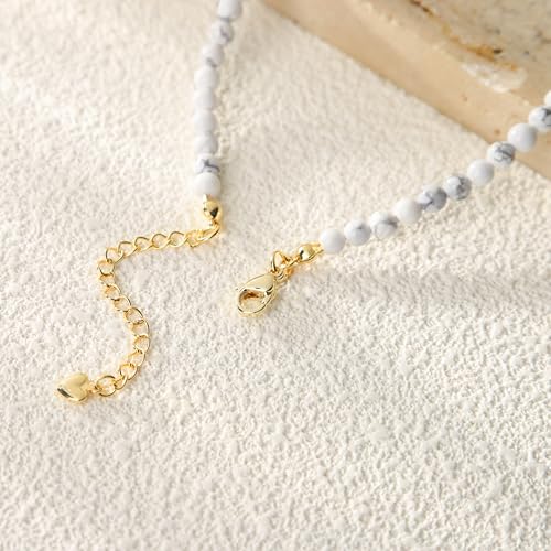 Starain Stone Beaded Anklets for Women Handmade Beach Turquoise Beads Ankle Bracelet Trendy Boho Cross Bead Anklet Jewelry 8 inch Adjustable - color: White