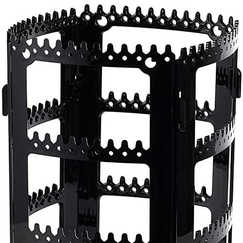 Sooyee 360 Rotating Earring Holder and Jewelry Organizer, Black | 4 Tiers, 156 Holes and 160 Grooves, For Necklaces Earrings Piercings, Classic Stand - color: Black