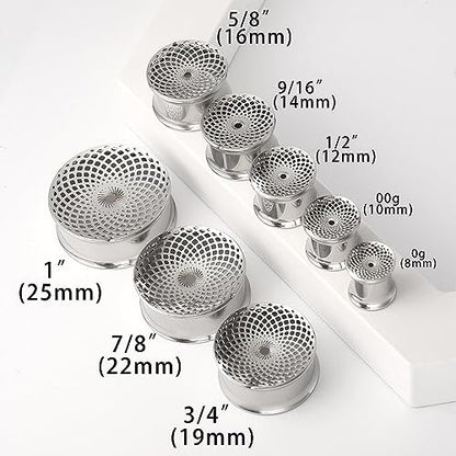 1 Pair New Classic gauges Ear Plugs Tunnels Hypoallergenic 316 Stainless Steel Ear Gauges 8mm-25mm (0G-1") Body Piercing Jewelry - color: Silver-1407, size: 1/2" (12mm)