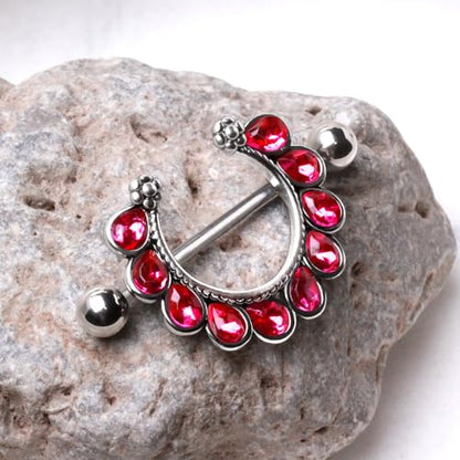 316L Stainless Steel Pink Flower Nipple Shield Sold As Pair